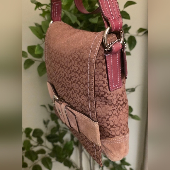 Coach Belted Soho Flap Pink Signature C Fabric and Suede Crossbody - Picture 4 of 13
